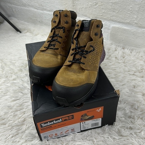 NIB Timberland Women's Reaxion Athletic Hiker Work NT WP Brown Purple - Picture 2 of 11